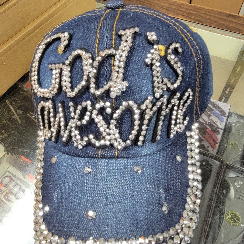 New Blue Jean Rhinestone Adjustable Baseball Cap